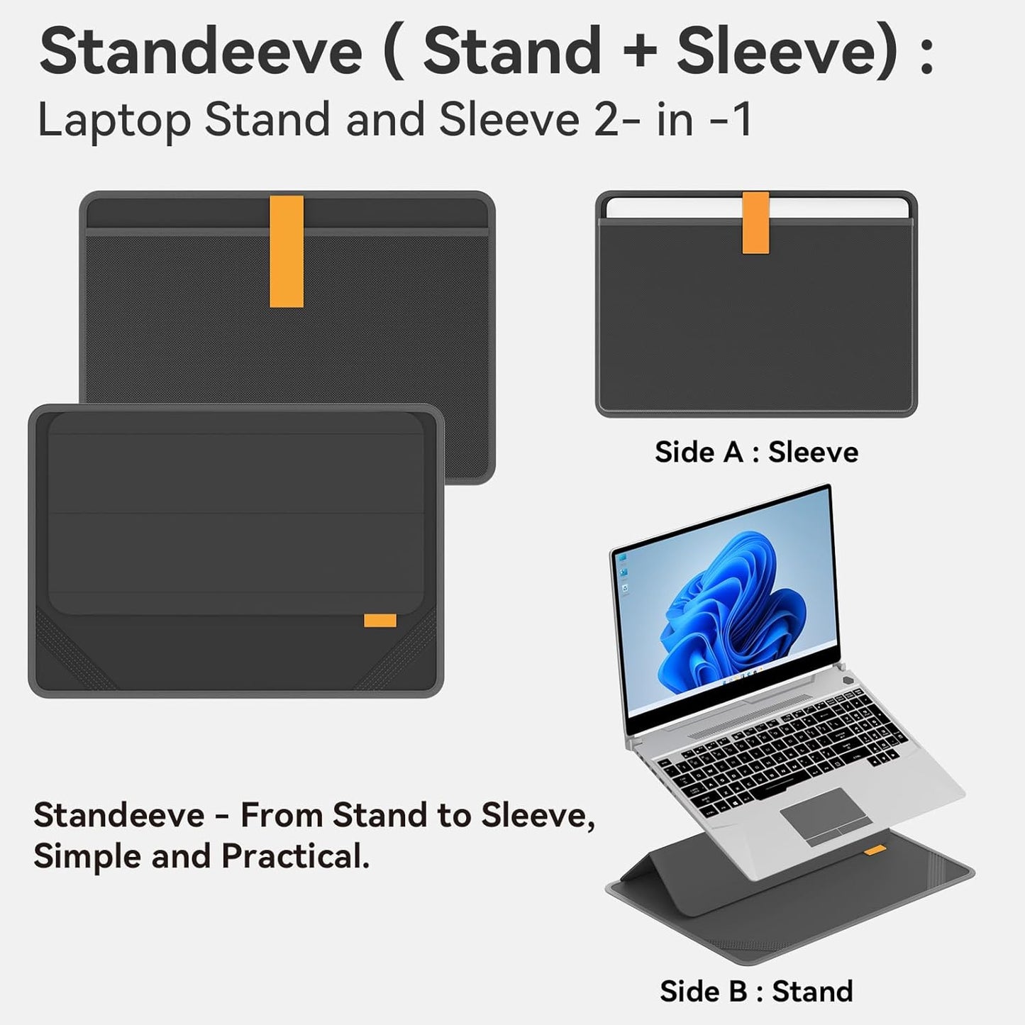 Smatree MobileBase Laptop Shoulder Case with Stand for 16 inch Acer Swift X SFX16-52G-73U6, for Acer Swift Edge 16/Go 16 SFG1, Hard Laptop Carrying Case with Stand (A485S)