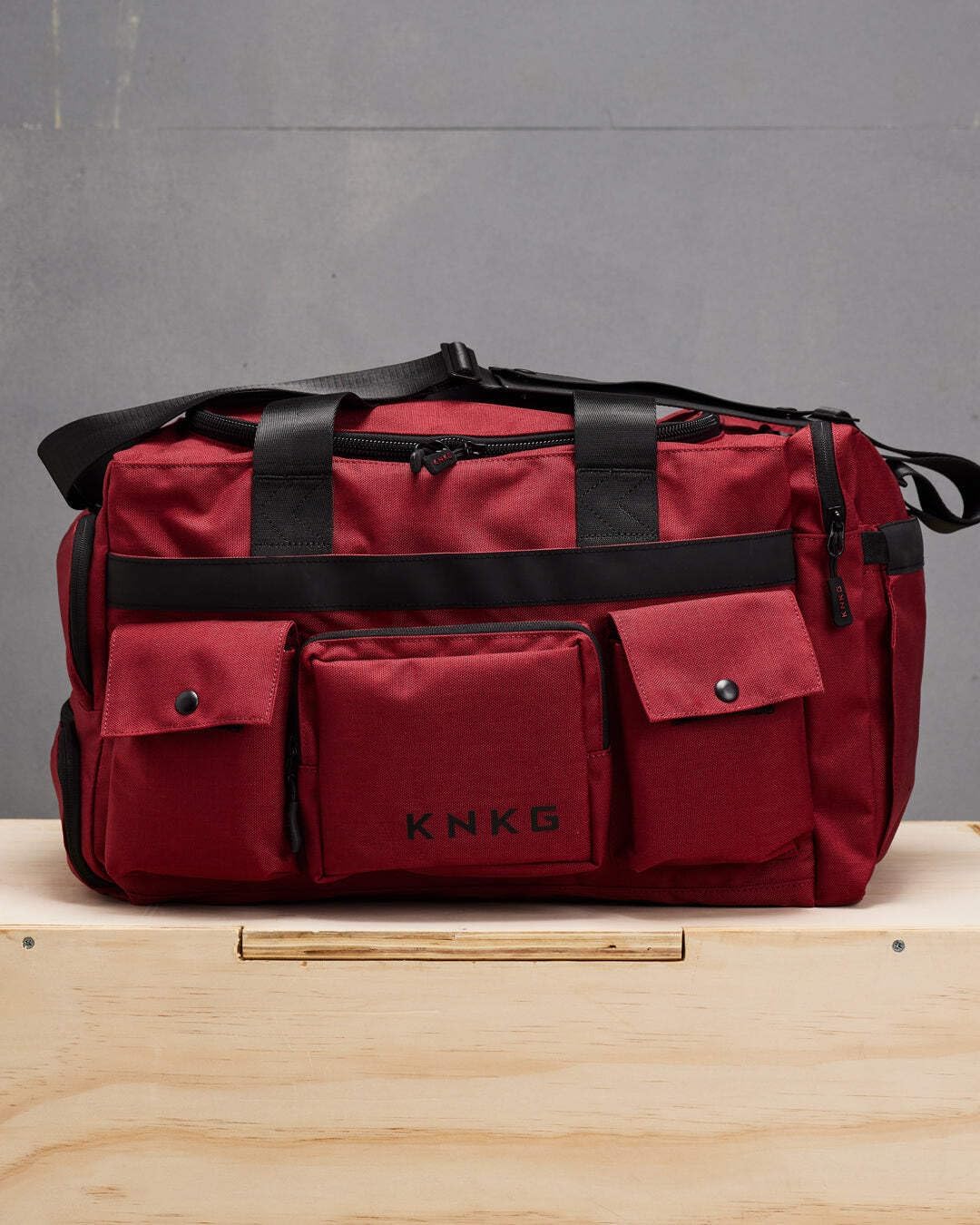KNKG PLUS 63L Large Duffel Bag – Spacious, Durable Gym Bag with Dual Shoe Storage, Multiple Compartments & YKK Zippers for Fitness & Travel - Redwood (Redwood, Medium 45L)