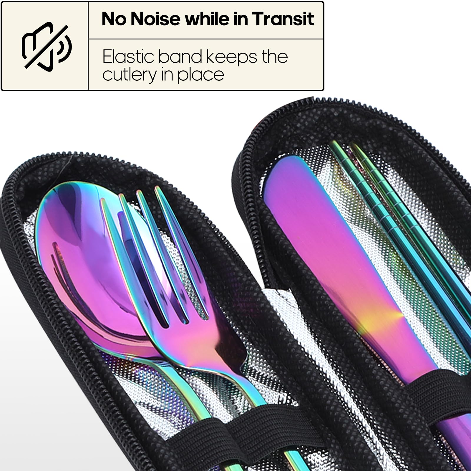 Travel Utensils with Case, Quatish Portable Silverware Set for Work, Stainless Steel Reusable