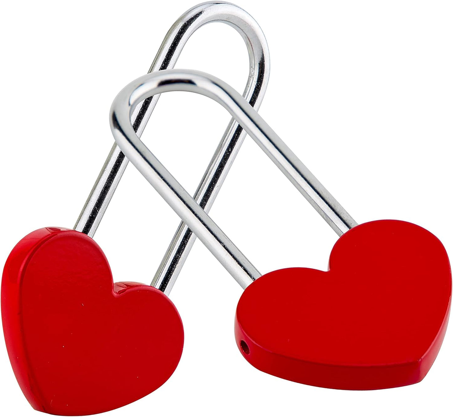 2PCS 3.5" 50mm Love Lock Heart Padlock,Red Single Heart Wish Lock for Lovers Wedding, Wish Day,Anniversary,Travel,Bridge(NO Key)