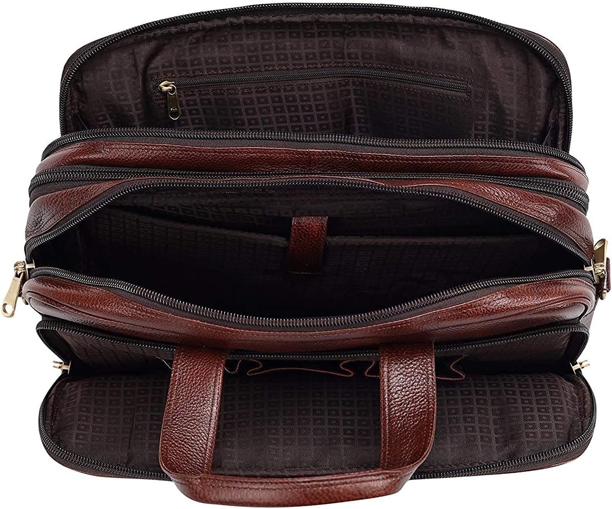 Full Grain Leather 16 Inch briefcases Laptop Messenger Bags for Men and Women Expandable Business Bag Leather Satchel Bags