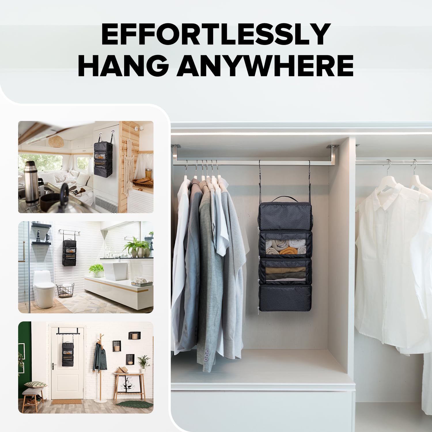 Suitcase Organizer, Travel Luggage Organizer Hanging Shelves Packing Cube Closet/Collapsible