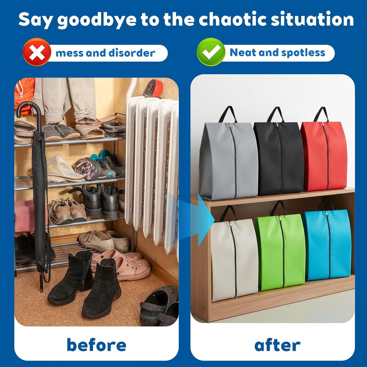 12 Pack Shoe Bags for Travel, Extra Durable Travel Shoe Bags with Zipper & Handle Waterproof Portable Shoes Storage Bag Shoes Bag for Storage Men & Women Travelling Essentials