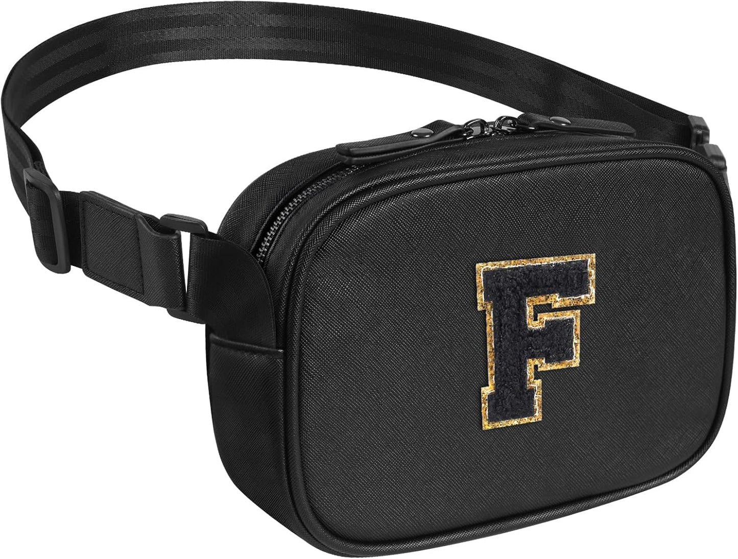 Cross Body Fanny Pack for Women, Fashion Waist Packs, Crossbody Bags, Belt Bag with Adjustable Strap (Black F)