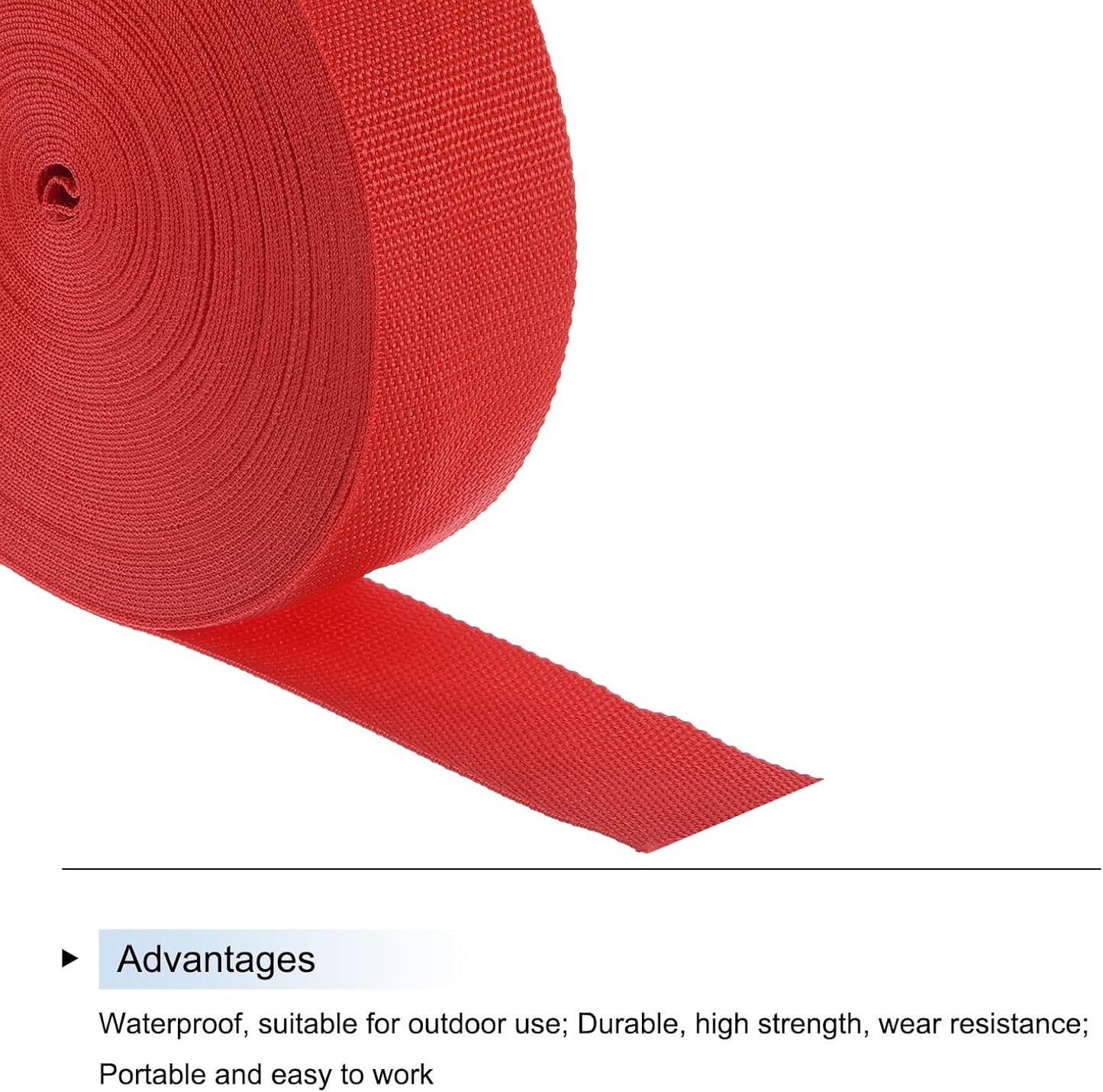 MECCANIXITY Lightweight Polypropylene Webbing Strap 2" 25 Yard Backpack Strapping Band Orange Red for Outdoor Luggage Cargo Straps