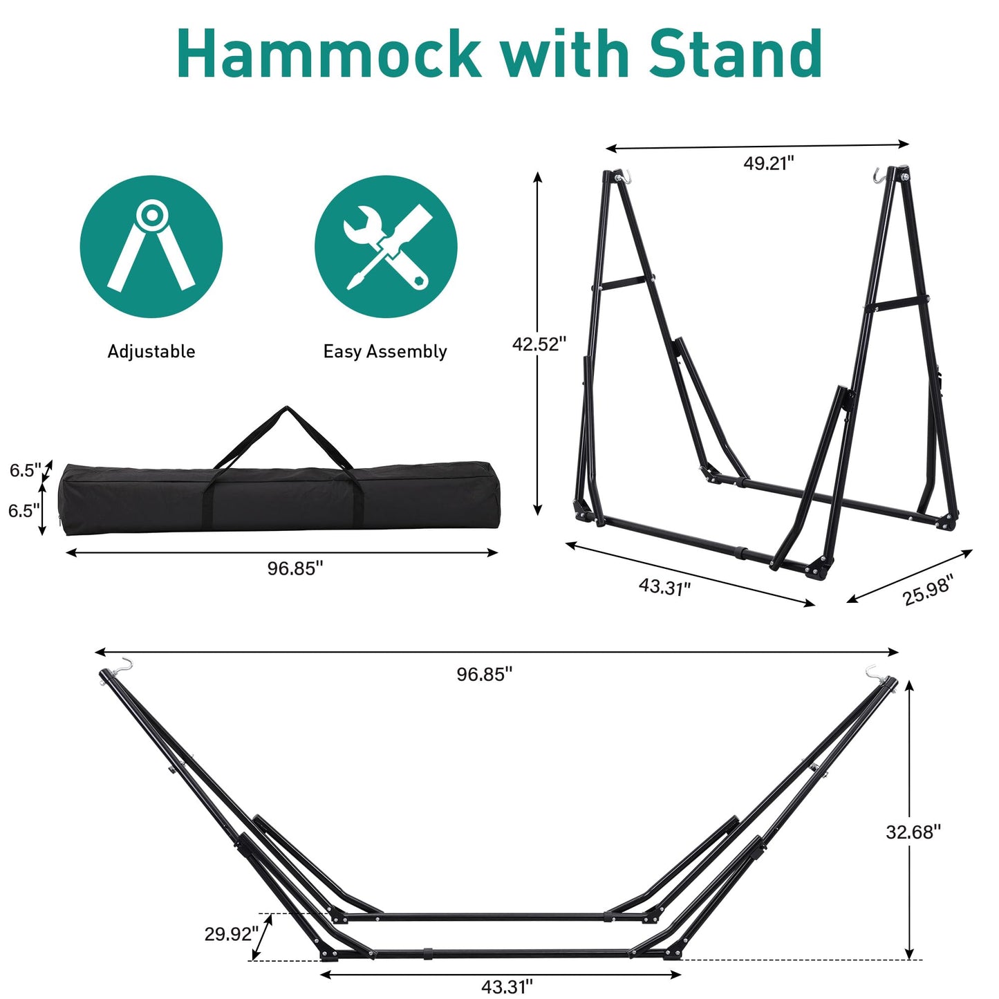 Ainfox Hammock with Foldable Stand, 2 in 1 Hammock and Swinging Chair with Carrying Bag, Portable