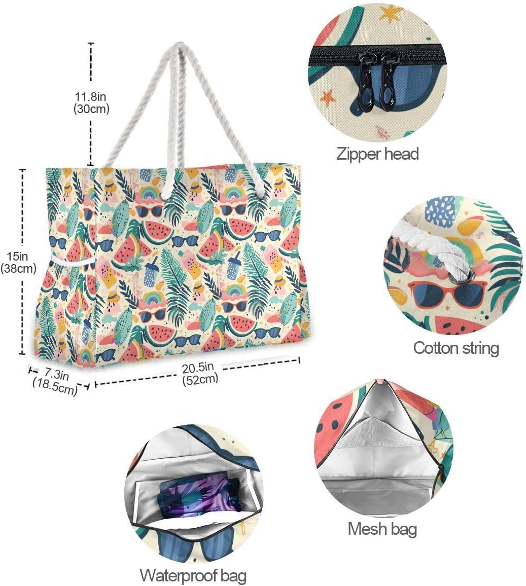 senya Large Beach Shoulder Bags Canvas Tote Water Resistant for Gym Travel Daily