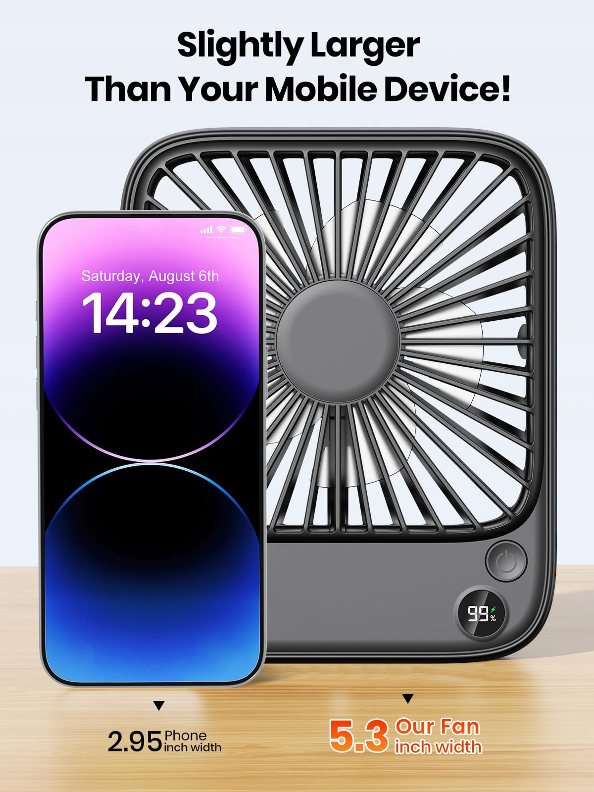 TOPK 2 Pack Portable Desk Fan 5000mAh, Quiet, Ultra-Thin