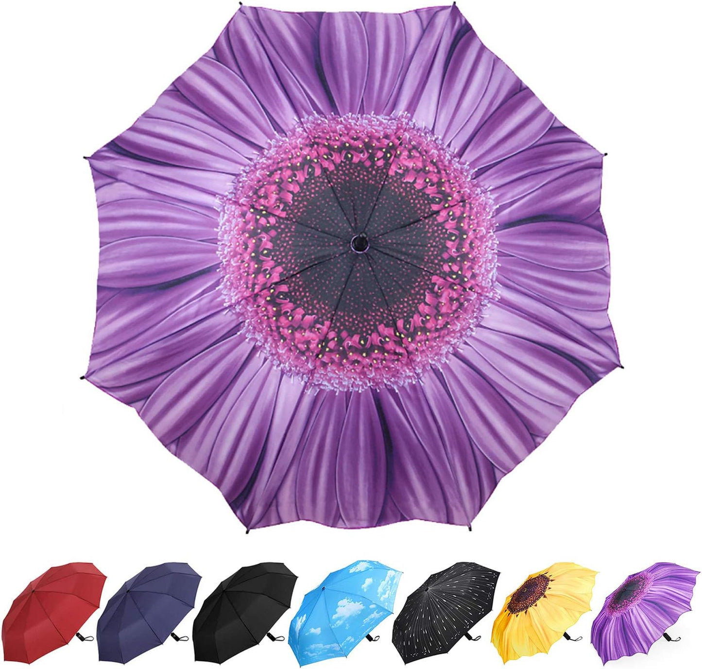 YumSur Compact Travel Umbrella - Windproof, Reinforced Canopy, Tested in 60mph Winds, Strong Reinforced Windproof Umbrella, One Touch Auto Open/Close for Men & Women