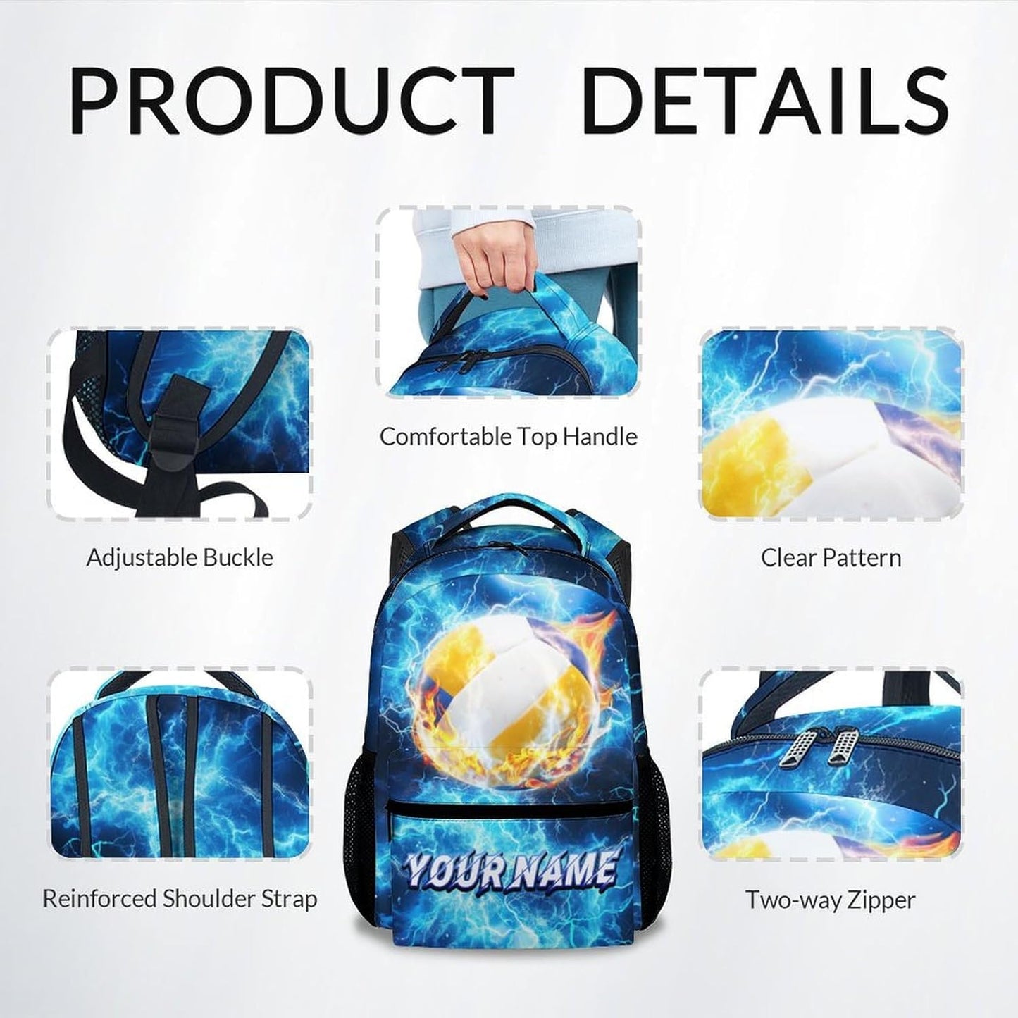 Custom Backpack - Volleyball Backpacks for Girls Teens - Personalized Kids Bookbag - Sports Theme School Bag for Elementary Middle School(17 Inch)
