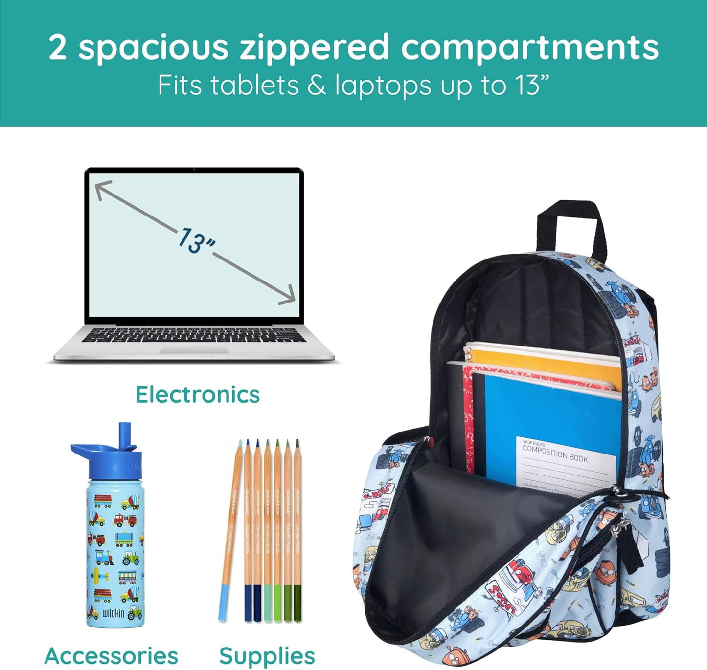 Wildkin Jo's Garage 15 Inch Backpack