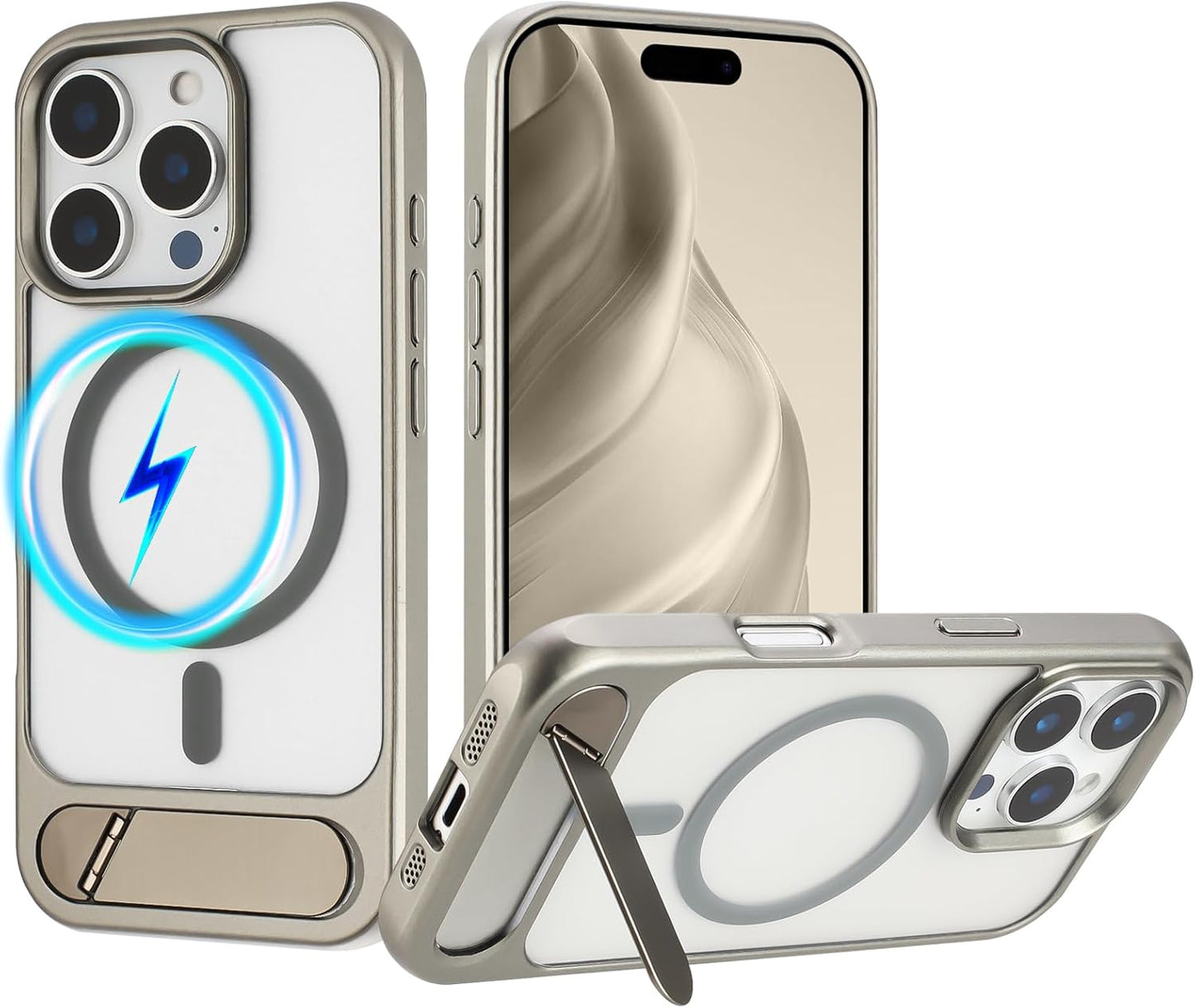 Tikoo Strong Magnetic for iPhone 16 Pro Case with Magsafe and Built-in Invisible Kickstand Slim Translucent Matte Military Grade Protective Phone Case for iPhone 16 Pro 6.3”