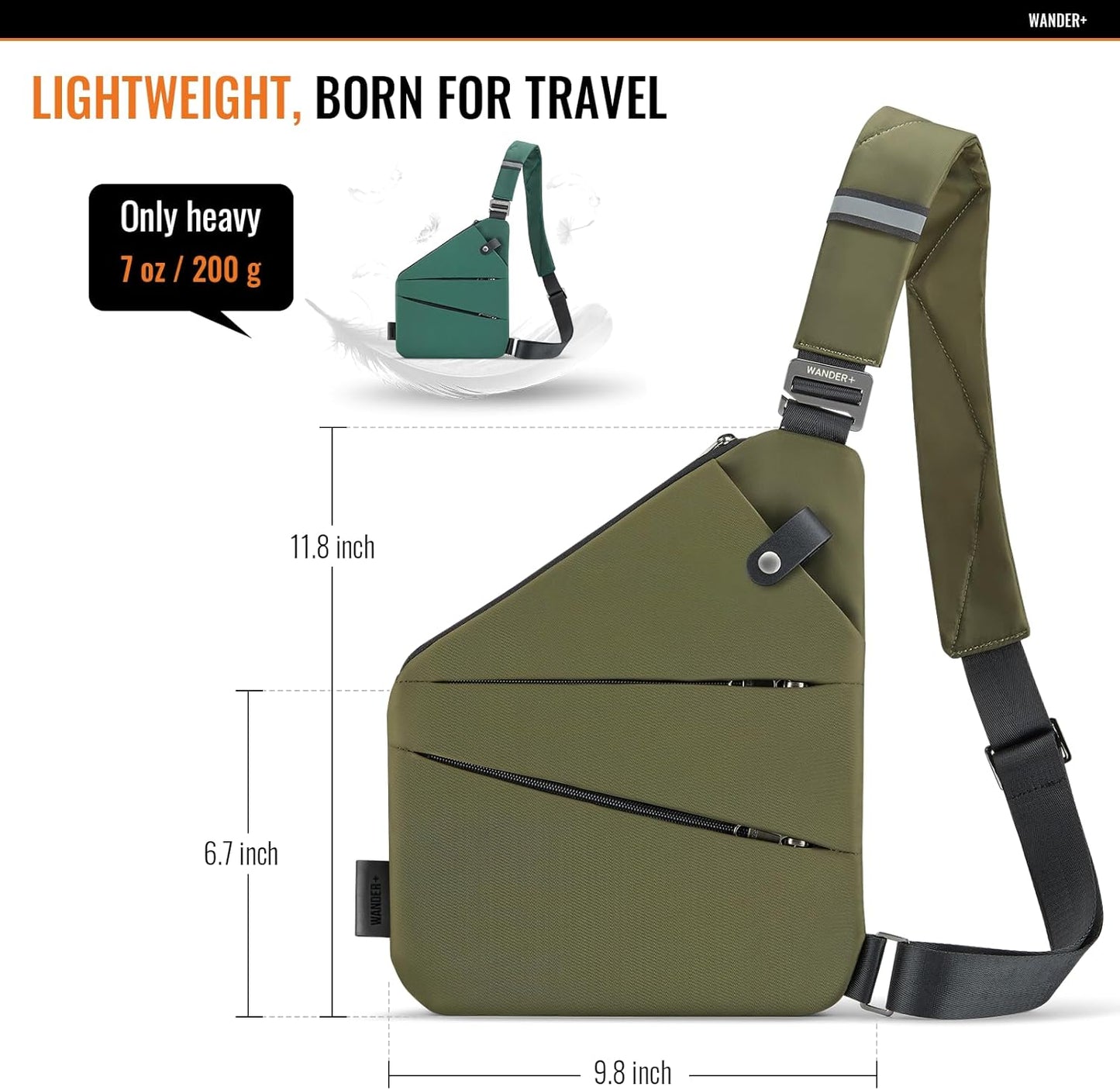 WANDER PLUS® Anti Theft Crossbody Travel Bag for Women Men, Multi-Pocket Crossbody Bag, Slim Sling