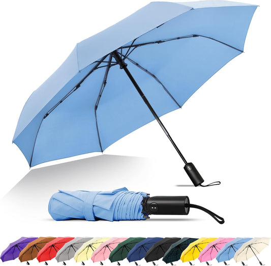 SoulRain Travel Umbrella - Compact Umbrella for Rain - Perfect Large Auto Folding Umbrella - Ideal Car umbrella, Small umbrella, and Travel Companion