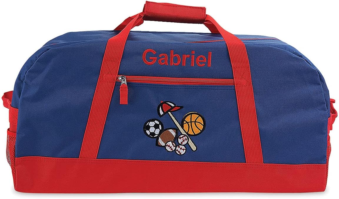 Lillian Vernon All Sports Personalized Medium Duffel Bag for Kids - Soccer, Basketball, Basketball, Boys Sports Bag 11 x 12 x 23 inches