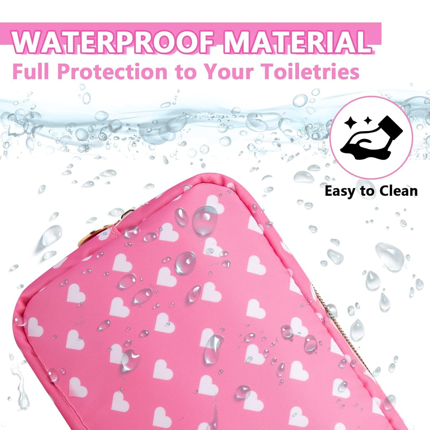 Small Makeup Pouch for Purse，Nylon Travel Toiletry Storage Cute Preppy Cosmetic Bag for Women