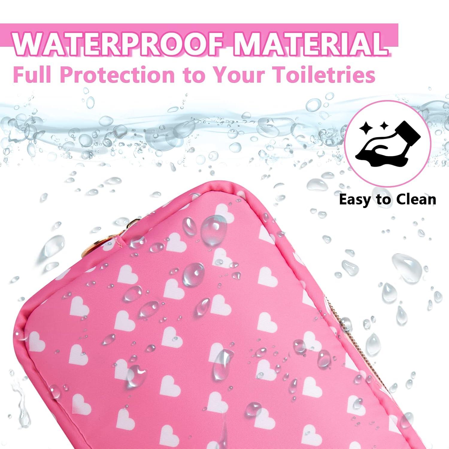 Small Makeup Pouch for Purse，Nylon Travel Toiletry Storage Cute Preppy Cosmetic Bag for Women