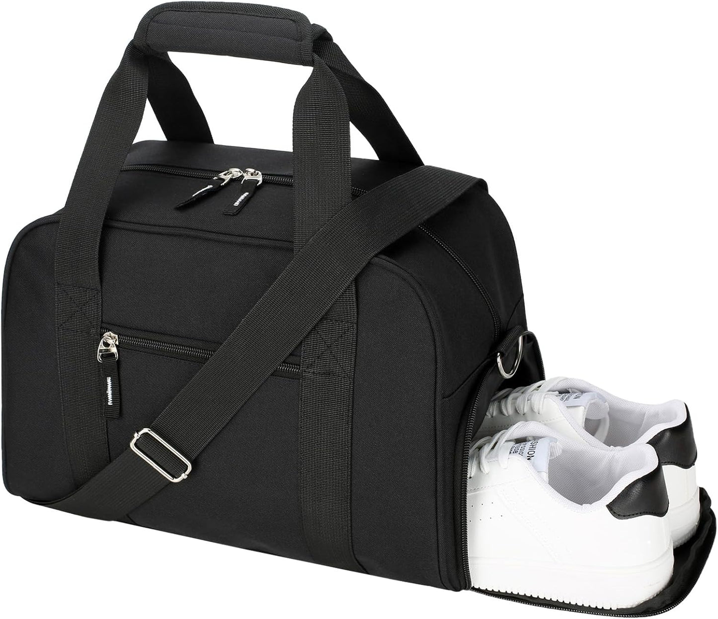 SeaRock 14 inch Small Gym Bag for Women & Men - Mini Duffle Bag Weekender & Overnight with Shoe Compartment Travel, Sports, Workout, Black