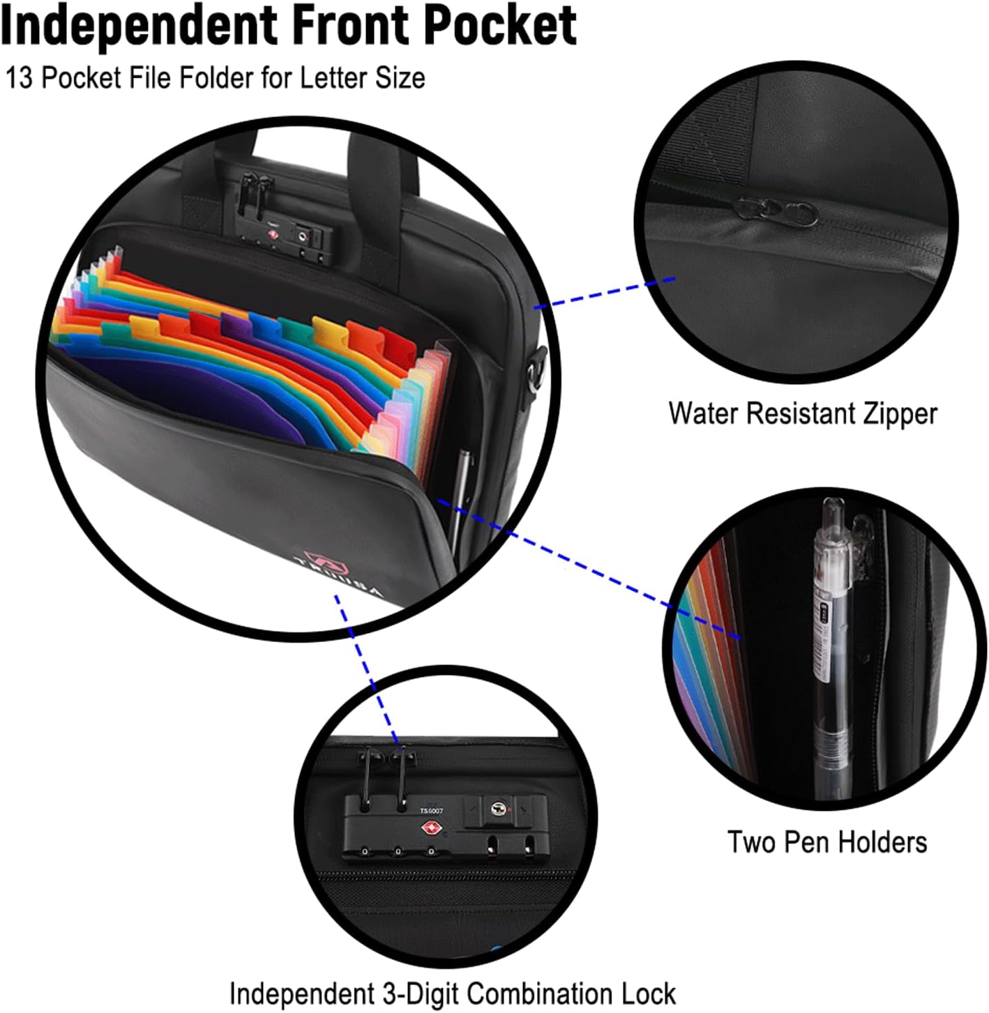 Fireproof Laptop Bag, Important Document Organizer, Shockproof Messenger Bag Briefcase for Travel & Business, w/ 13 Pocket Expanding File Folder, Accordion File Organizer, Legal Size File