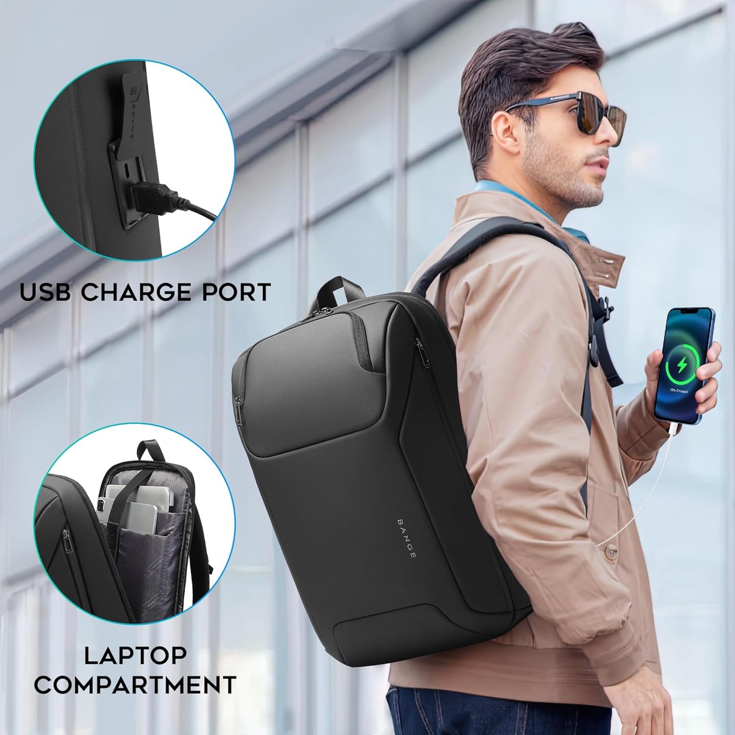 Business Laptop Backpack for Men,Women，15.6 Inch Water Resistant Travel smart Laptop Backpack Carry On Backpack with USB Charging Port，Large Business Work Durable Computer Bag