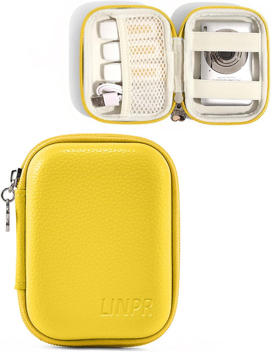 Digital Camera Case for CAMKORY, KODAK PIXPRO FZ45/FZ55, Canon IXUS 285 HS, Lecran, Small Travel Compact Camera Holder with Mesh Pocket for Accessories SD Card (Lemon Yellow)