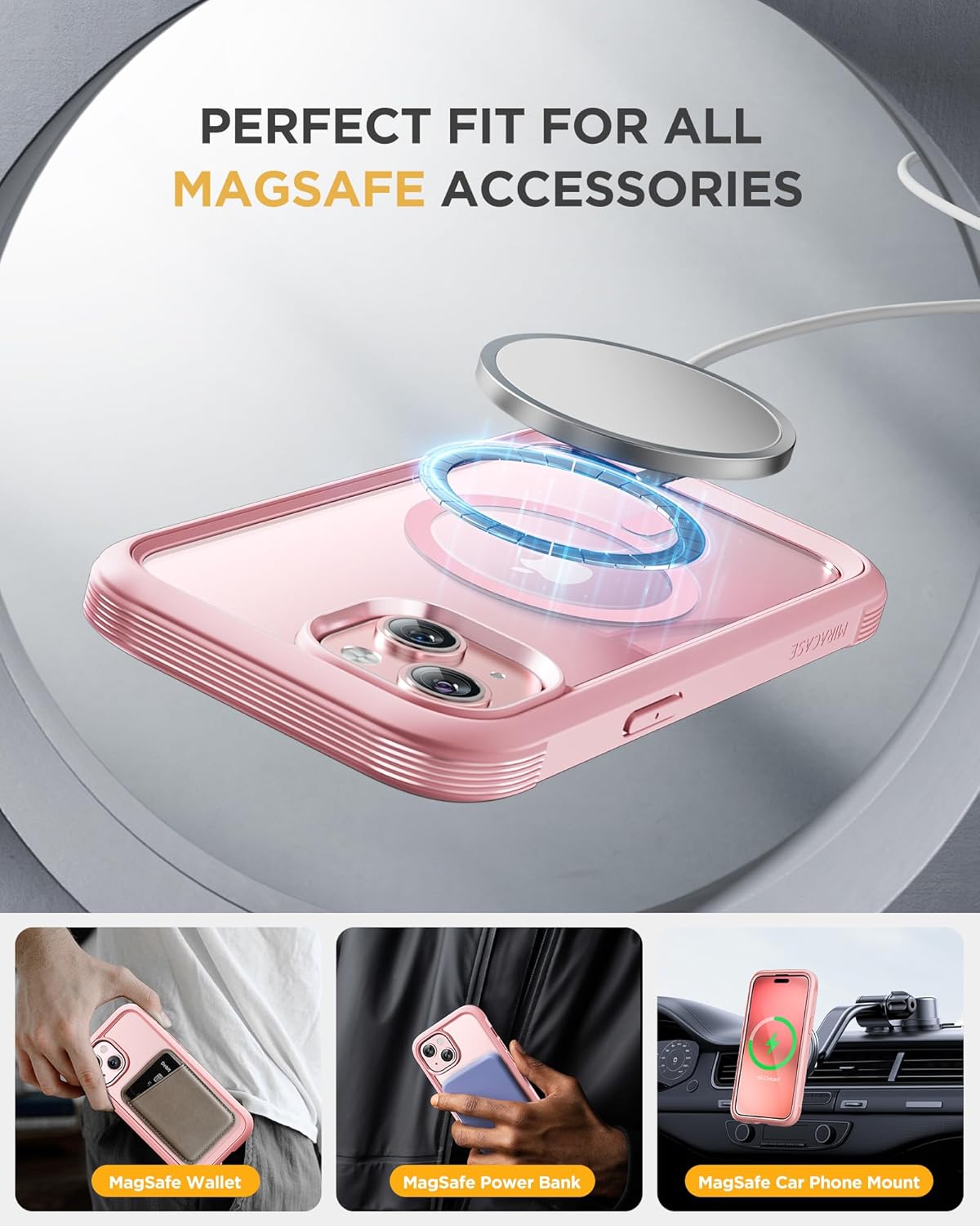 Miracase Magnetic for iPhone 15 Plus Case 6.7'' [Compatible with Magsafe] Full-Body Military Drop