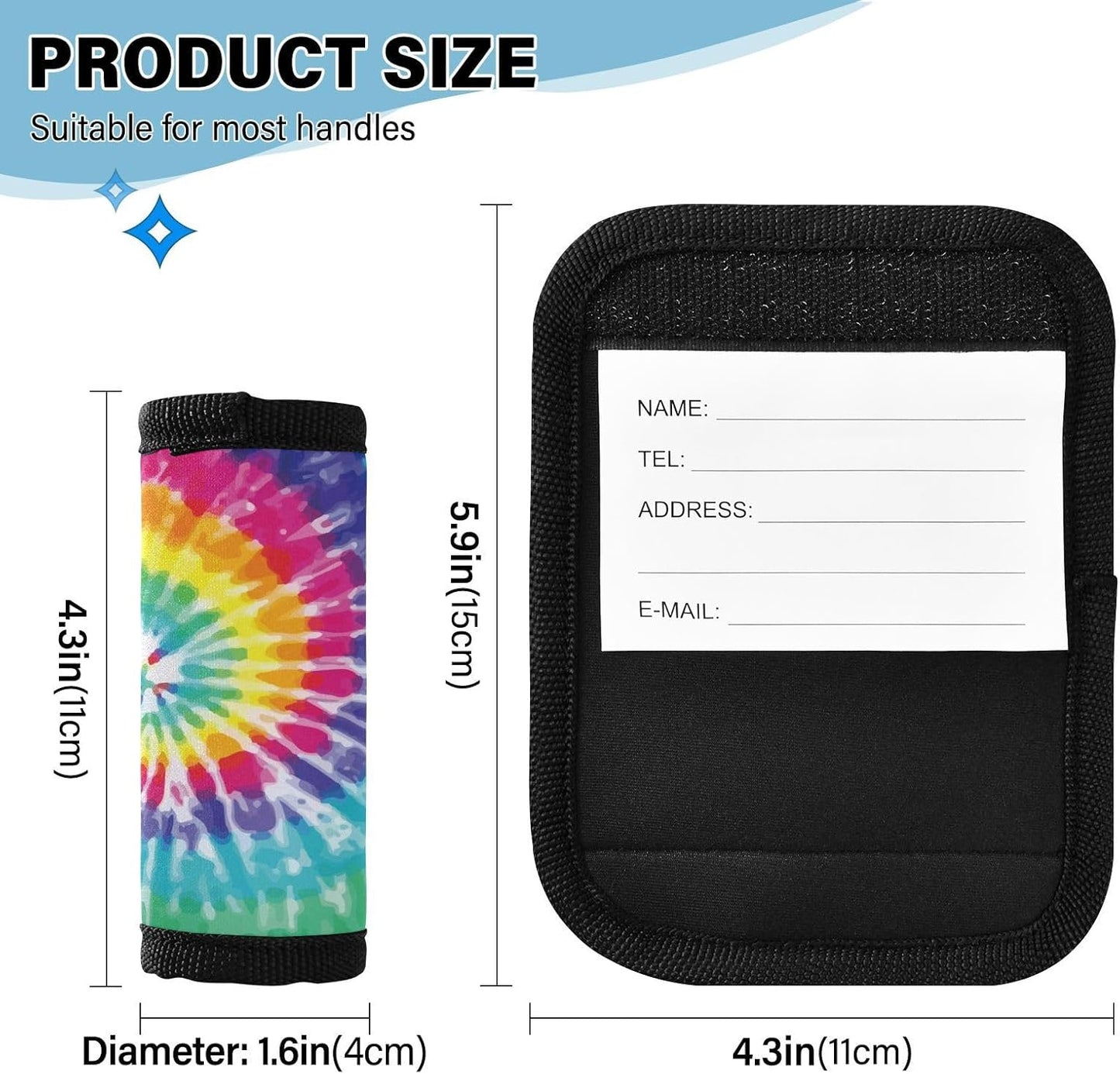 Tie Dye 2 Pack Luggage Handle Wrap for Suitcase Luggage Identifier Travel Tags Handle Protection Sleeve Cover
