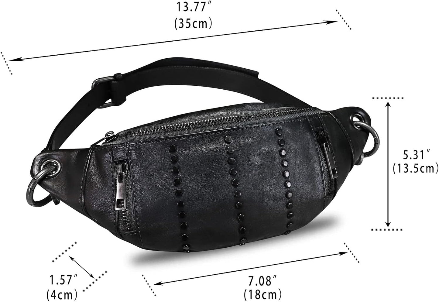 Genuine Leather Fanny Pack for Women - Vintage Real Leather Waist Bag - Fashion Hip Bag - Crossbody Purse