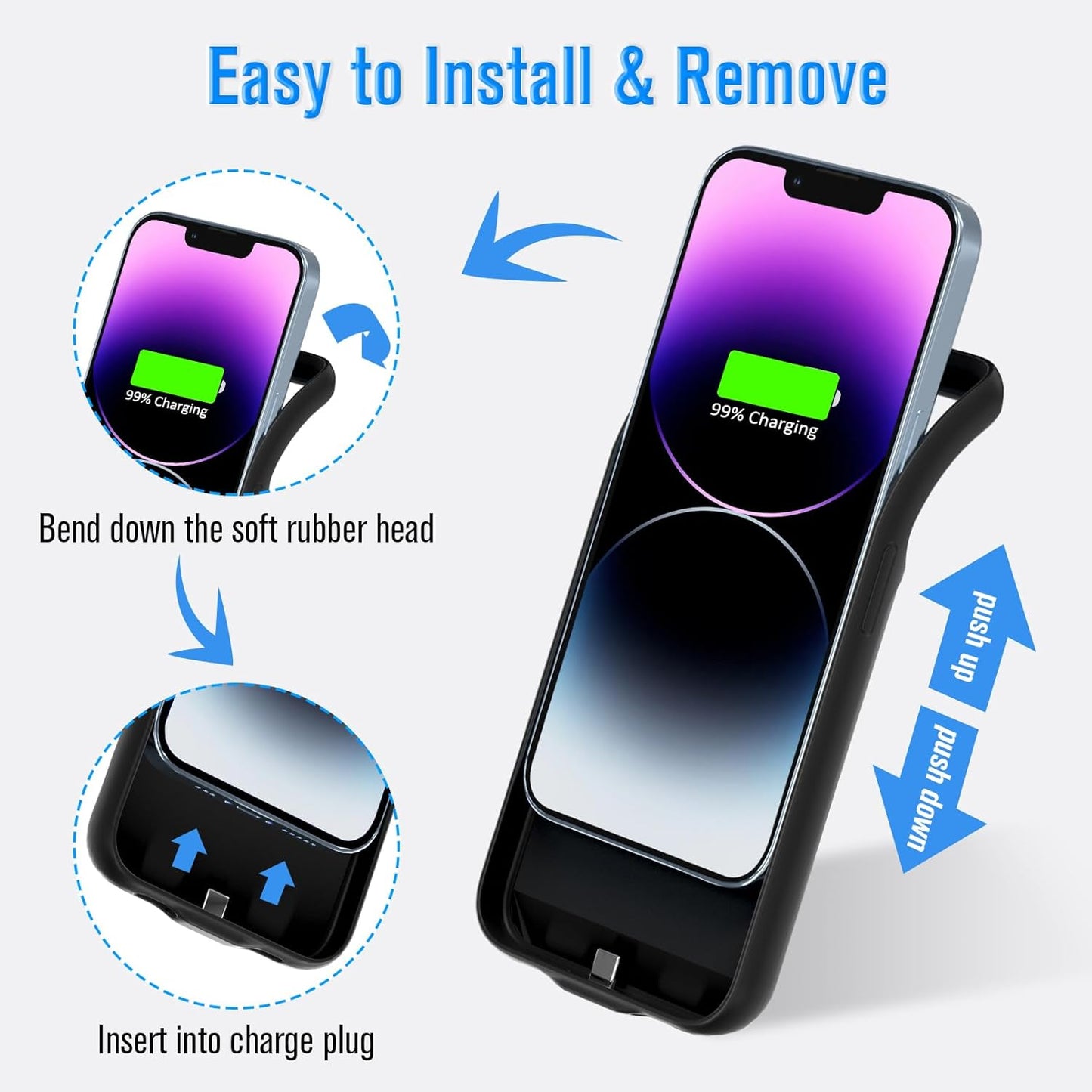 Gladgogo Battery Case for iPhone 14 Pro Max, Powerful 8500mAh Portable Protective Charging Case Charger Cover Rechargeable Extended Battery Pack Compatible with iPhone 14 Pro Max (6.7 inch) - Black