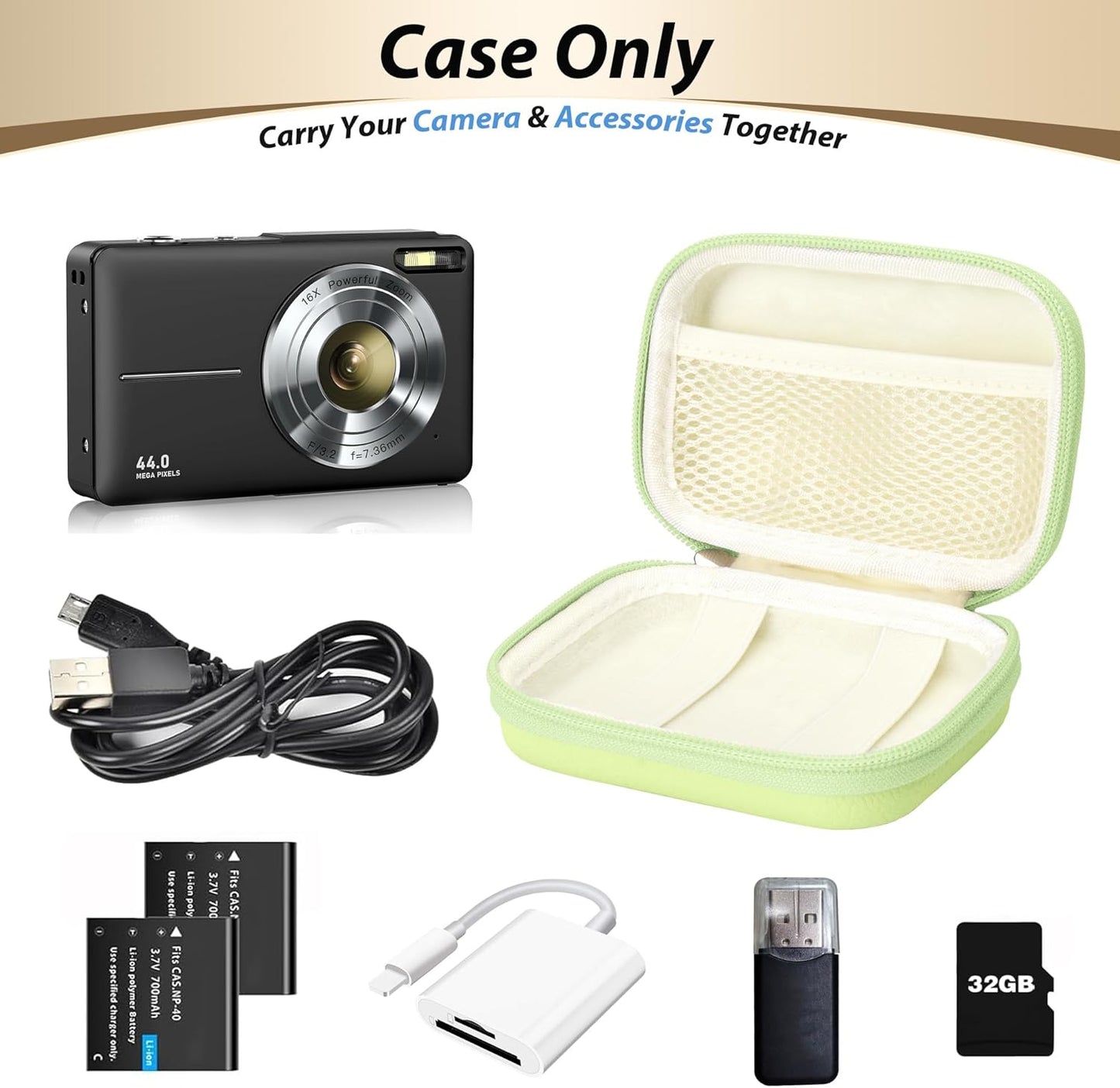 Digital Camera Case for CAMKORY, KODAK PIXPRO FZ45/FZ55, Canon IXUS 285 HS, Lecran, Small Travel Compact Camera Holder with Mesh Pocket for Accessories SD Card (Pink)