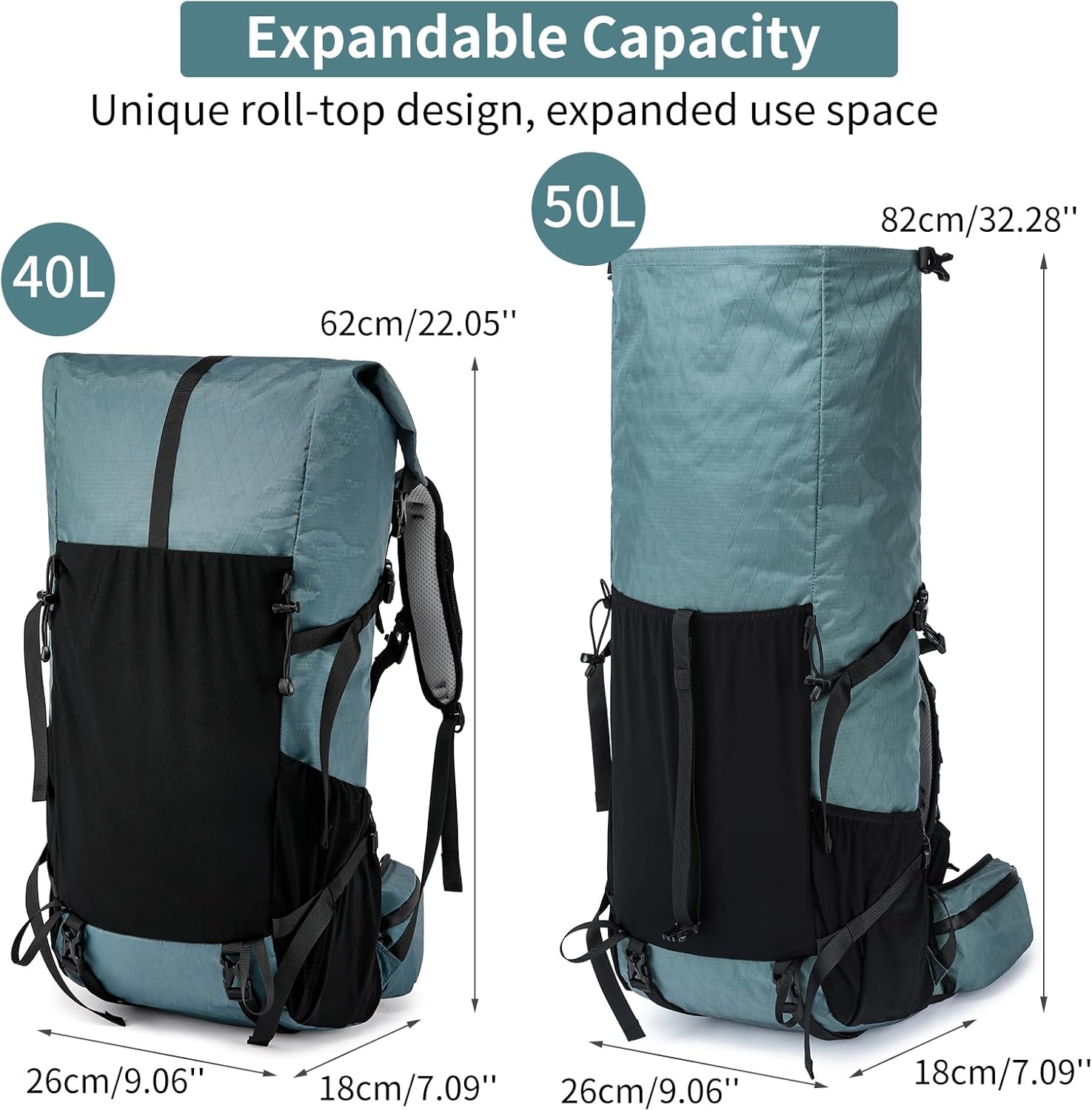 Hiking Backpack,40L to 50L Extra Large Capacity Hiking Bag,Internal Frame Camping Backpack,Upgraded