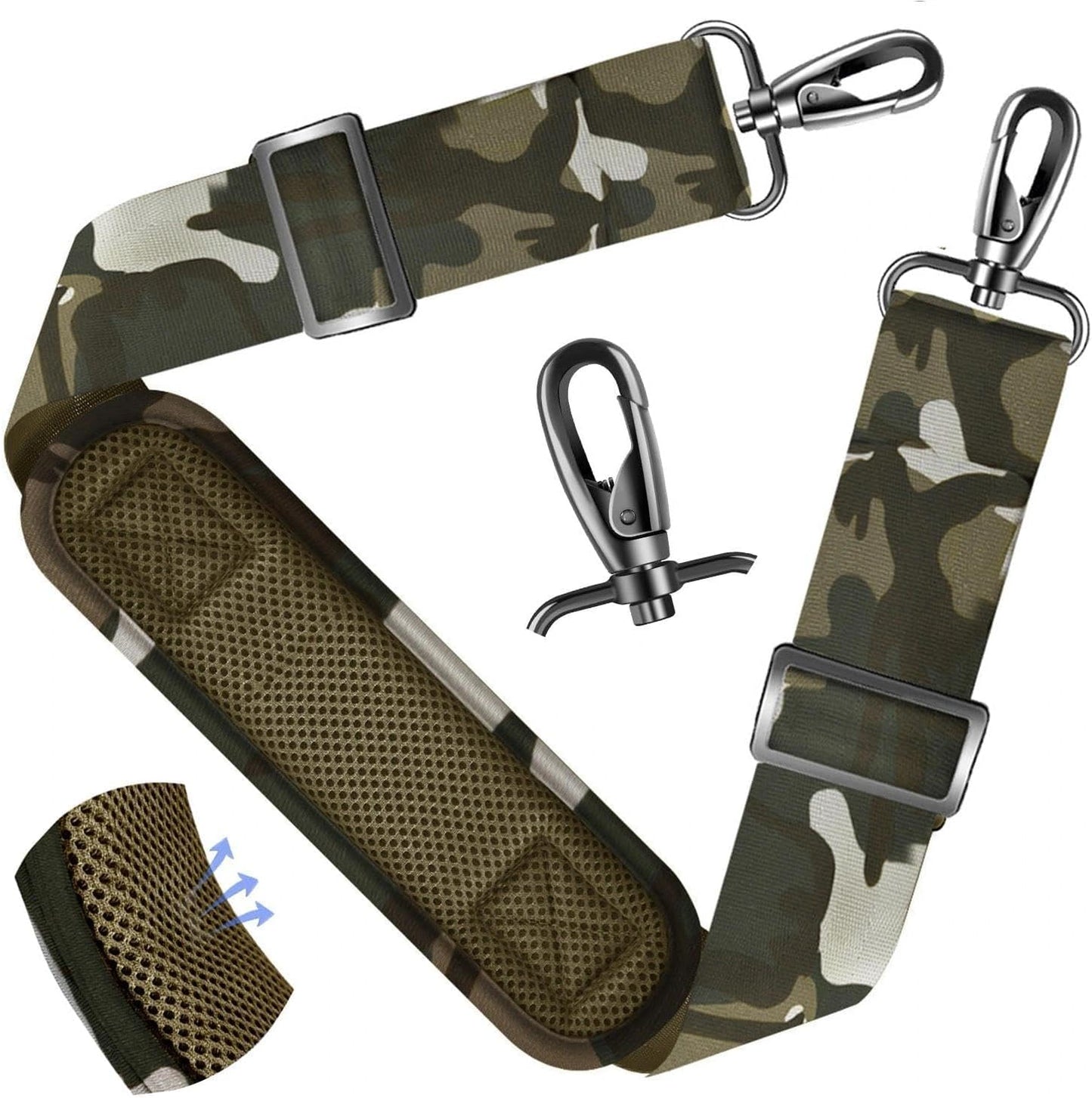 ZINZ Shoulder Strap - 59 Inch Universal Heavy-duty Adjustable Strap with Ultra-thick Fixed Breathable Pad for Laptop, Gym, Camera Bag and More -Camouflage green