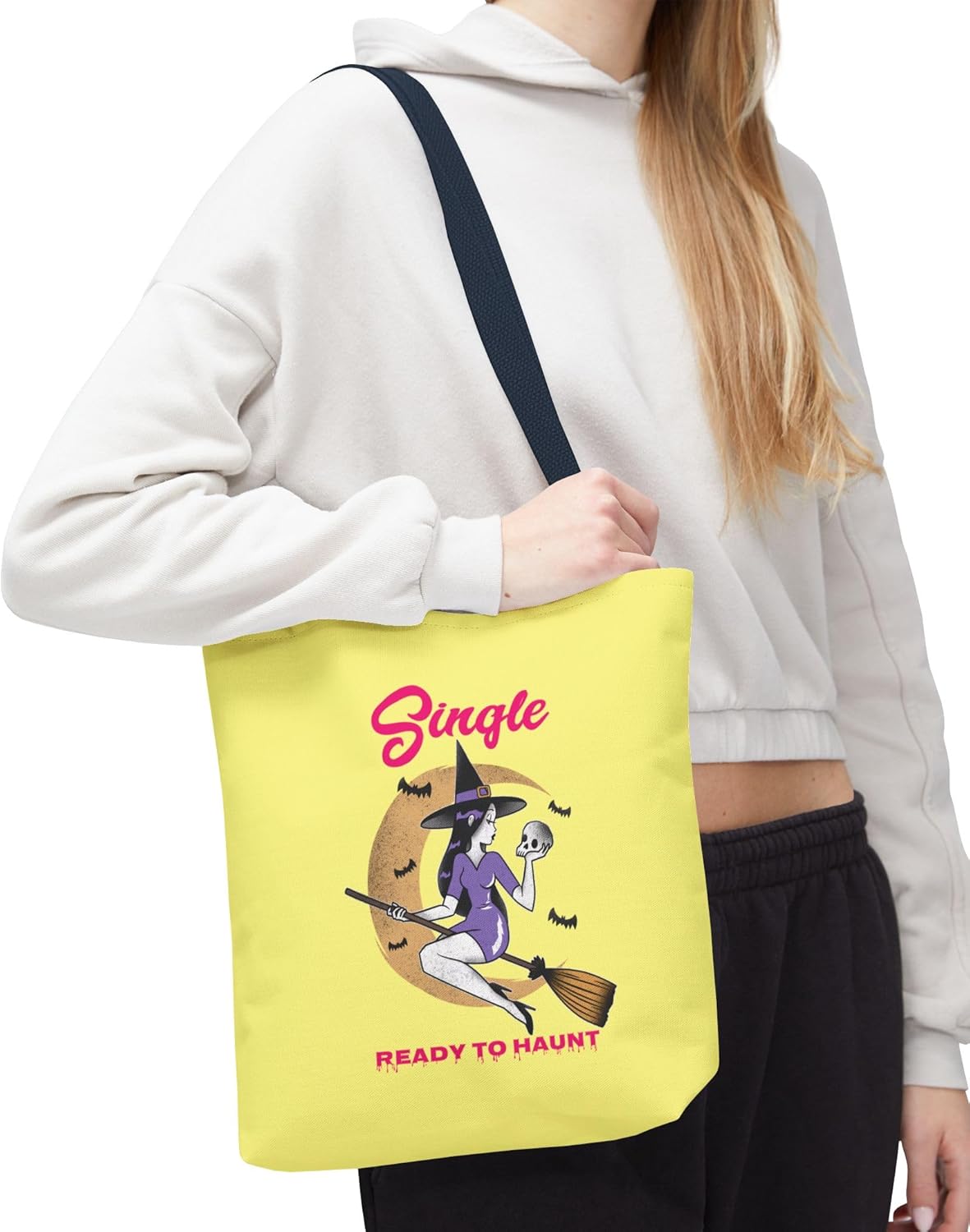 Single and Ready to Haunt Tote Bag, Halloween Tote for Singles, Witchy Accessories, Breakup Gift