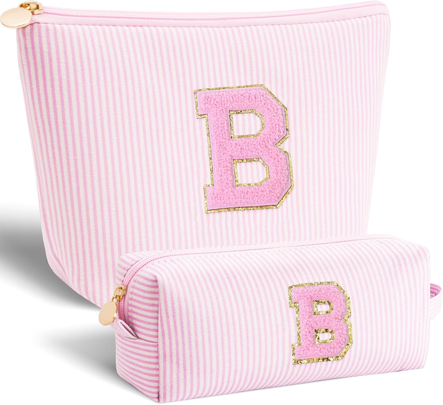 Bridesmaid Gifts Wedding Day - Bridal Shower Gifts,Maid of Honor Gifts,Initials Makeup Bag Set