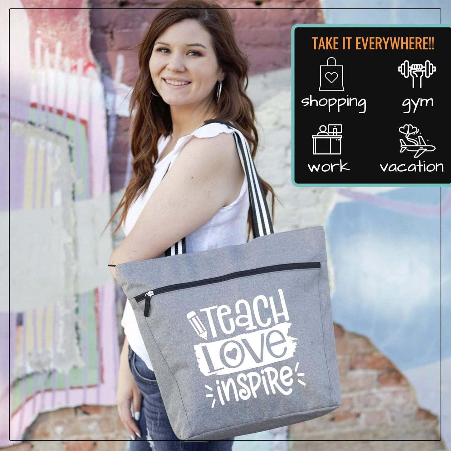 Brooke & Jess Designs Teacher Tote Bag for Work - Teacher Handbag Gifts for Women, Teacher Bag Best Teacher Appreciation Gift