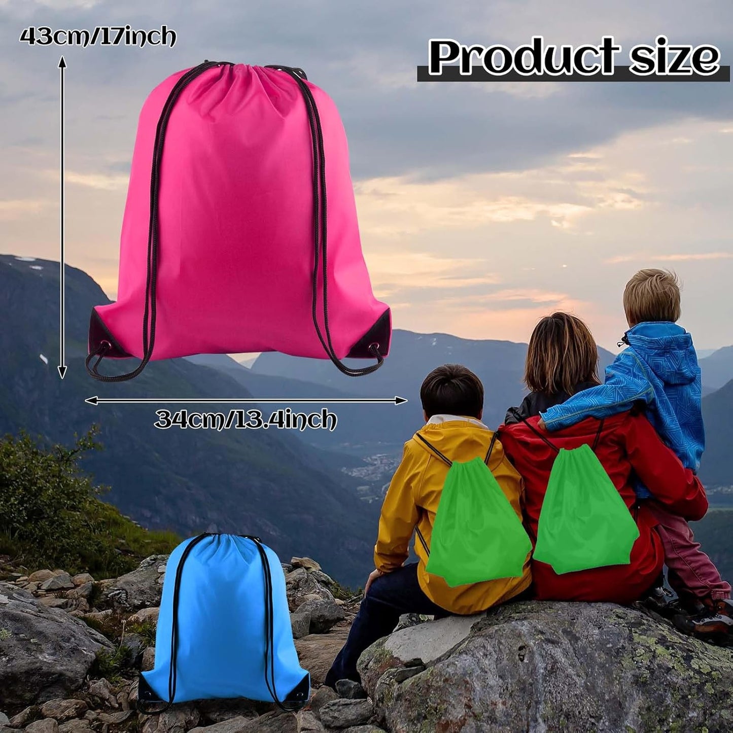 PLULON 15 Pcs Drawstring Bags Drawstring Backpack Bulk, Multicolor String Backpack Cinch Sack Sport Gym Bags for Yoga Traveling Outdoor Sports