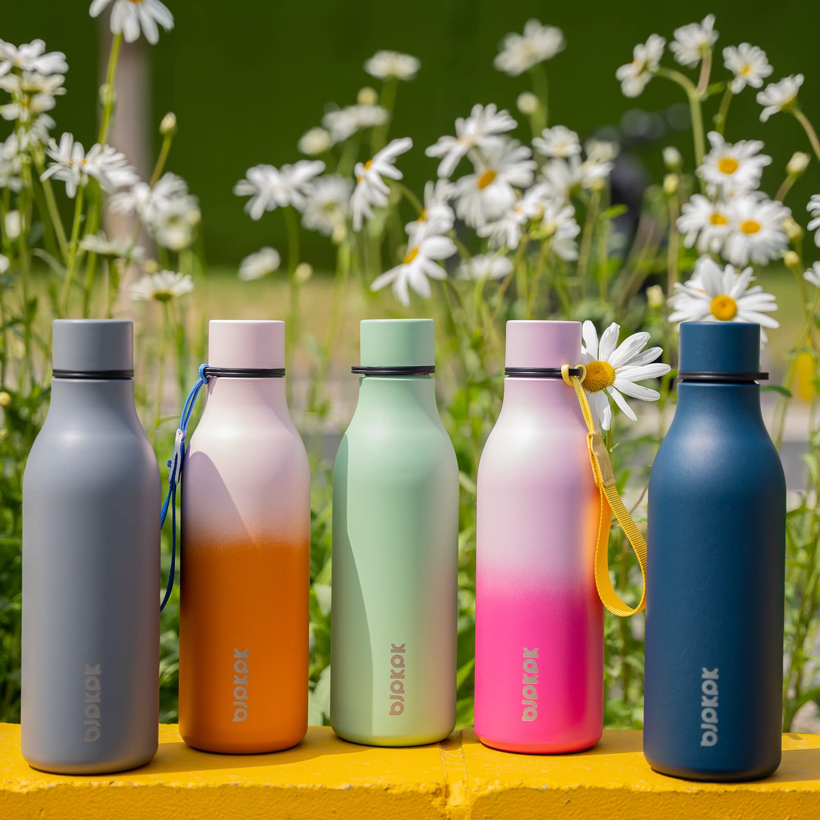 BJPKPK 18oz Insulated Water Bottle, Stainless Steel Bottle with Carry Strap