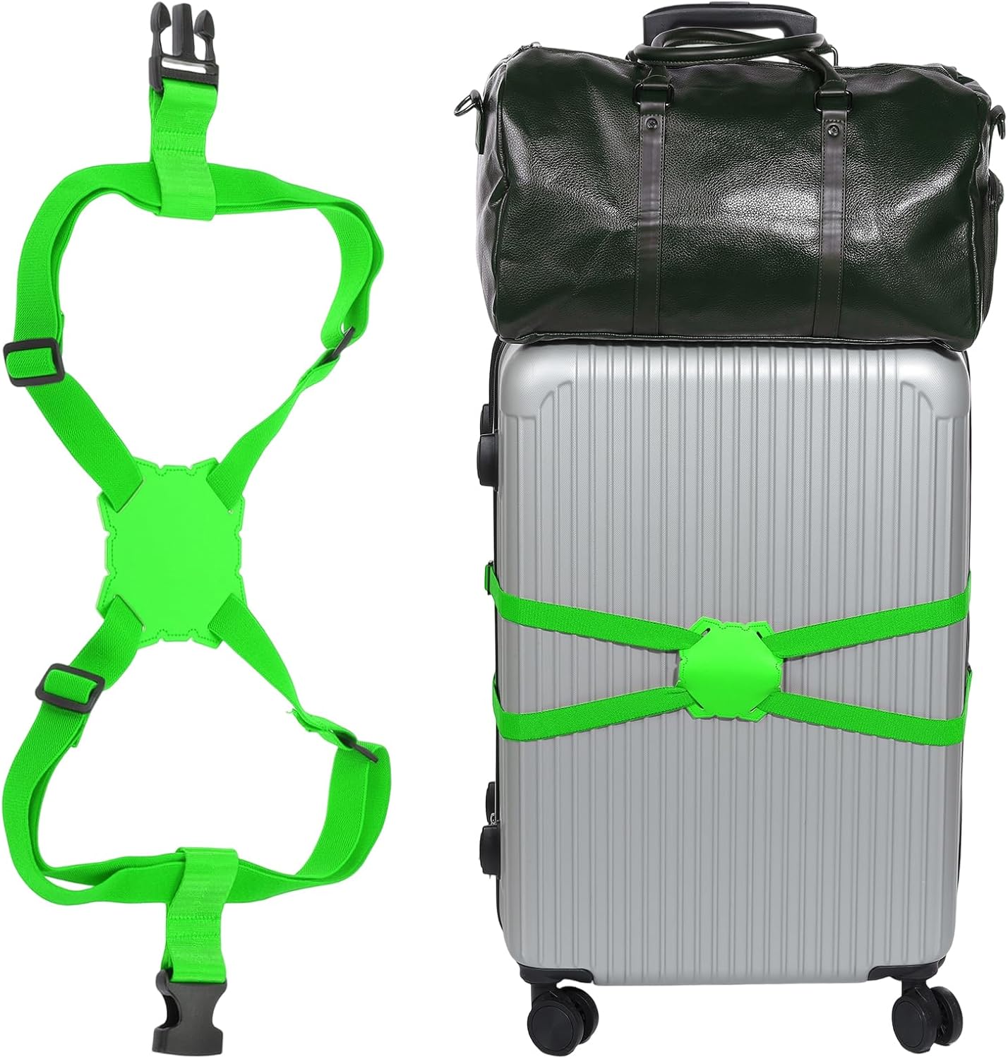 MECCANIXITY Luggage Strap Bag Bungee Elastic Suitcase Adjustable Belt for Suitcases Add A Bag Easy to Travel, Green