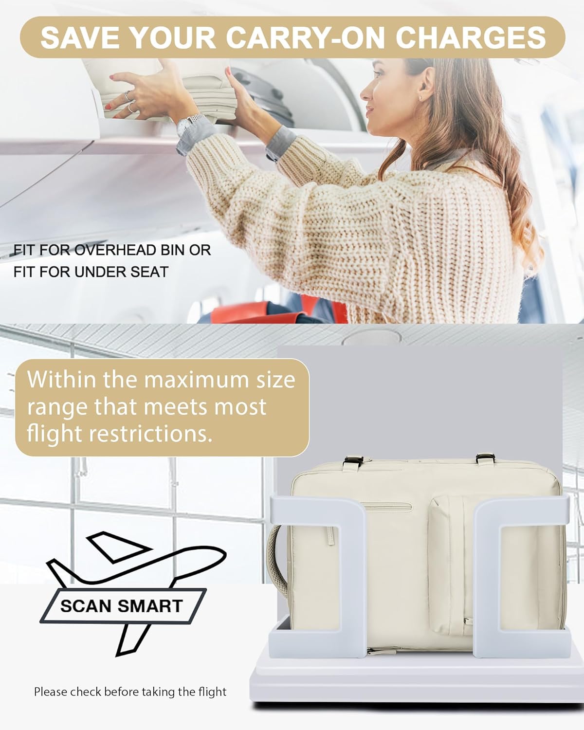 WONHOX Large Travel Backpack Carry on Flight Approved Laptop Work Business Backpack for Women Men Mochila de Viaje