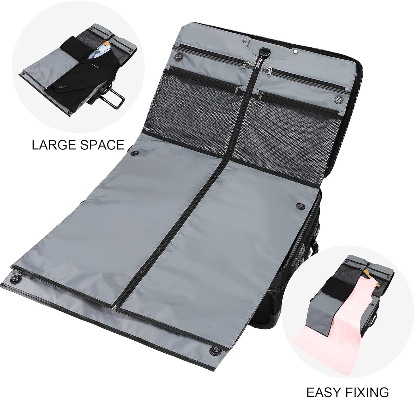 Modoker Rolling Garment Bag with Wheels Luggage for Suits with Wheels Wheeled Garment Bag for Travel 2 in 1 Rolling Duffel Bag, Black