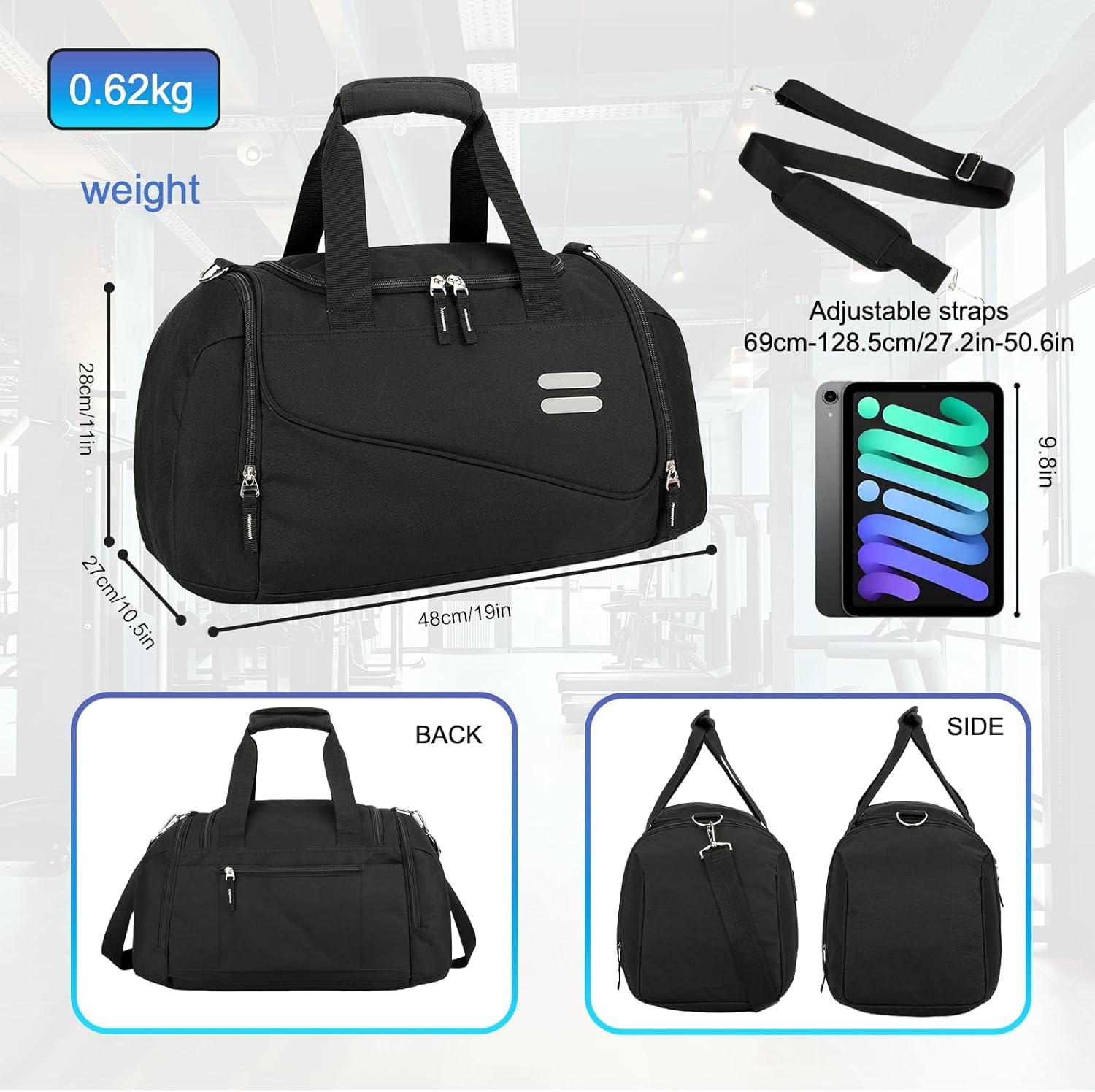 Urbanstand Gym Bag for Men & Women - 40L Duffel Bag with Shoe Compartment, Carry On Weekender Water