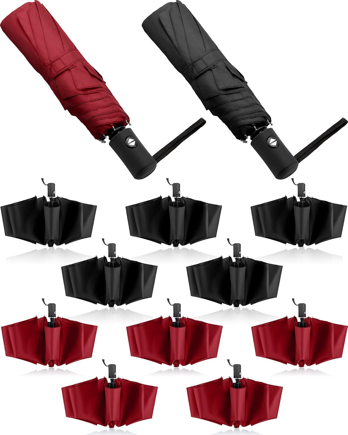 Wesiti 10 Pack Rain Umbrellas Bulk Automatic Open Close Collapsible Umbrella for Men Women