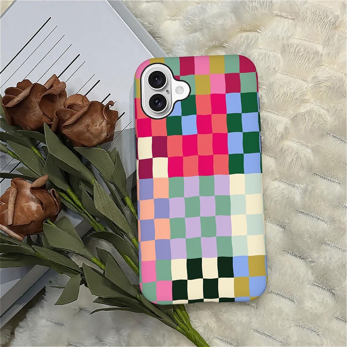 SEized Case Compatible with for iPhone 16,Colorful Checkerboard Phone Case for Girl Women Boy Men,Durable Protection Phone Case for iPhone 16