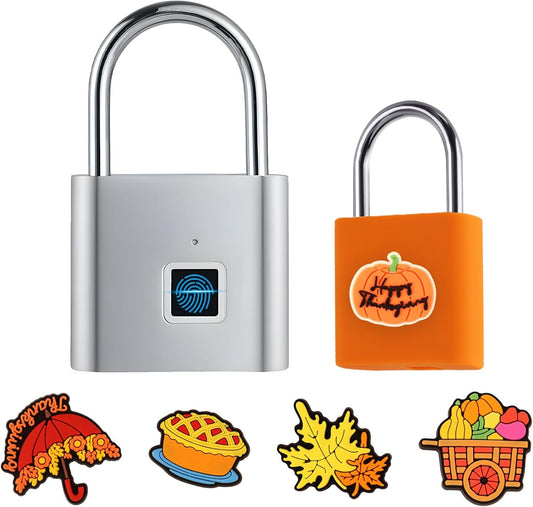 UMIKSMART Padlock, Keyless Fingerprint Padlock with USB Charging, Gym Lockers, School Lockers, Luggage, Storage Boxes, Cabinets, Backpack, Thanksgiving Gifts (Autumn Harvest Orange)