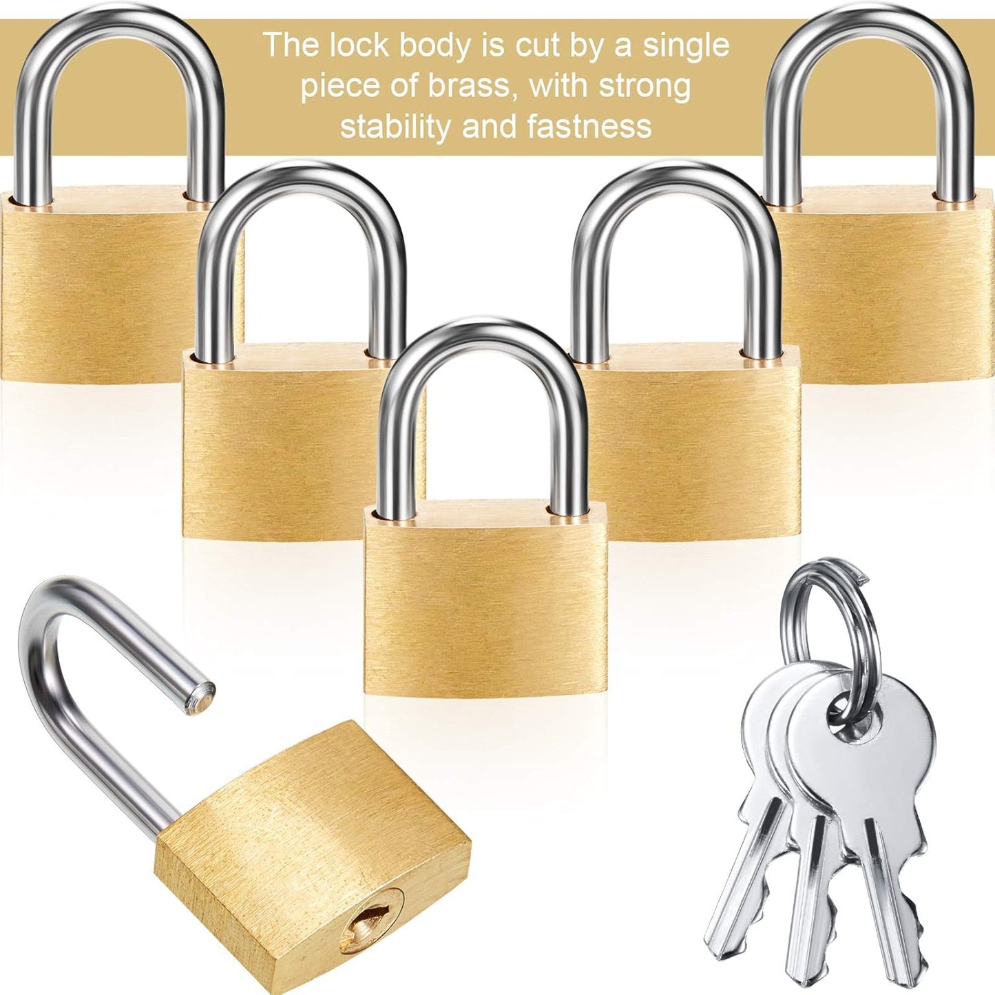 Hotop 24 Pieces Mini Padlock Small Solid Brass Locks 1.25'' with 3 Keys for Luggage, Backpack, Gym, Suitcase, Classroom Matching Game and More