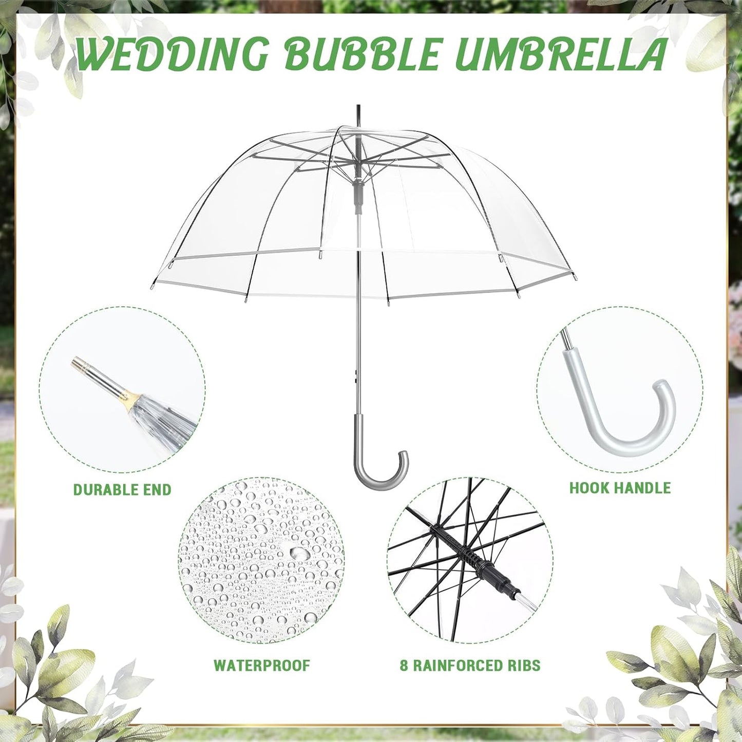 Wedding Favors for Guest Umbrella Gifts Bulk 52 Inch Large Dome Rain Windproof Stick Umbrellas with Thank You Tags and Rope Guest Souvenirs for Wedding Party Bridal Favors