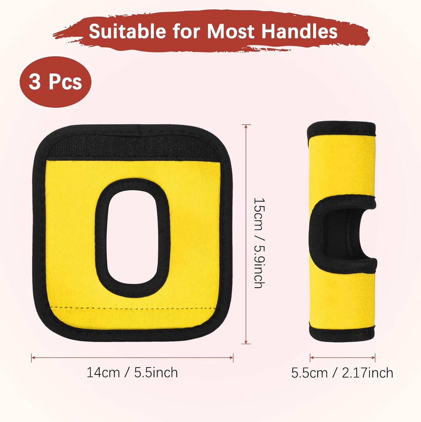 Luggage Handle Wrap [3PCS] - Neoprene Luggage Identifiers Hollow Design Use for Push-Button Luggage Suitcase & Trolley Case - [Yellow-6IN/15CM] Comfort Grip Handle Cover