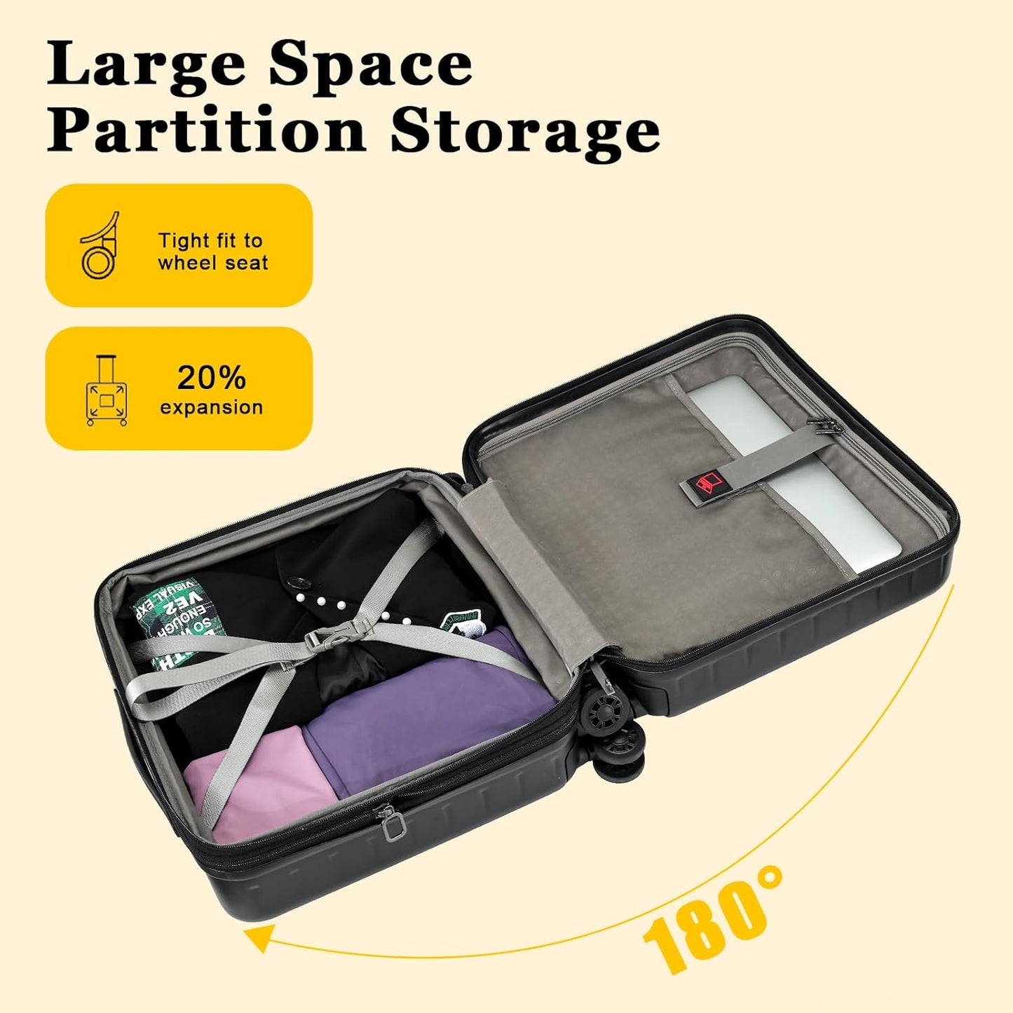 16 Inch Carry On Luggage Airline Approved, Expandable Lightweight ABS+PC Hard Shell Suitcases with