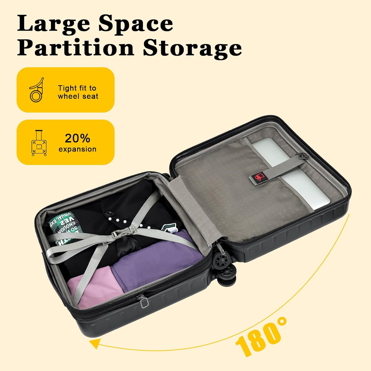 16 Inch Carry On Luggage Airline Approved, Expandable Lightweight ABS+PC Hard Shell Suitcases with