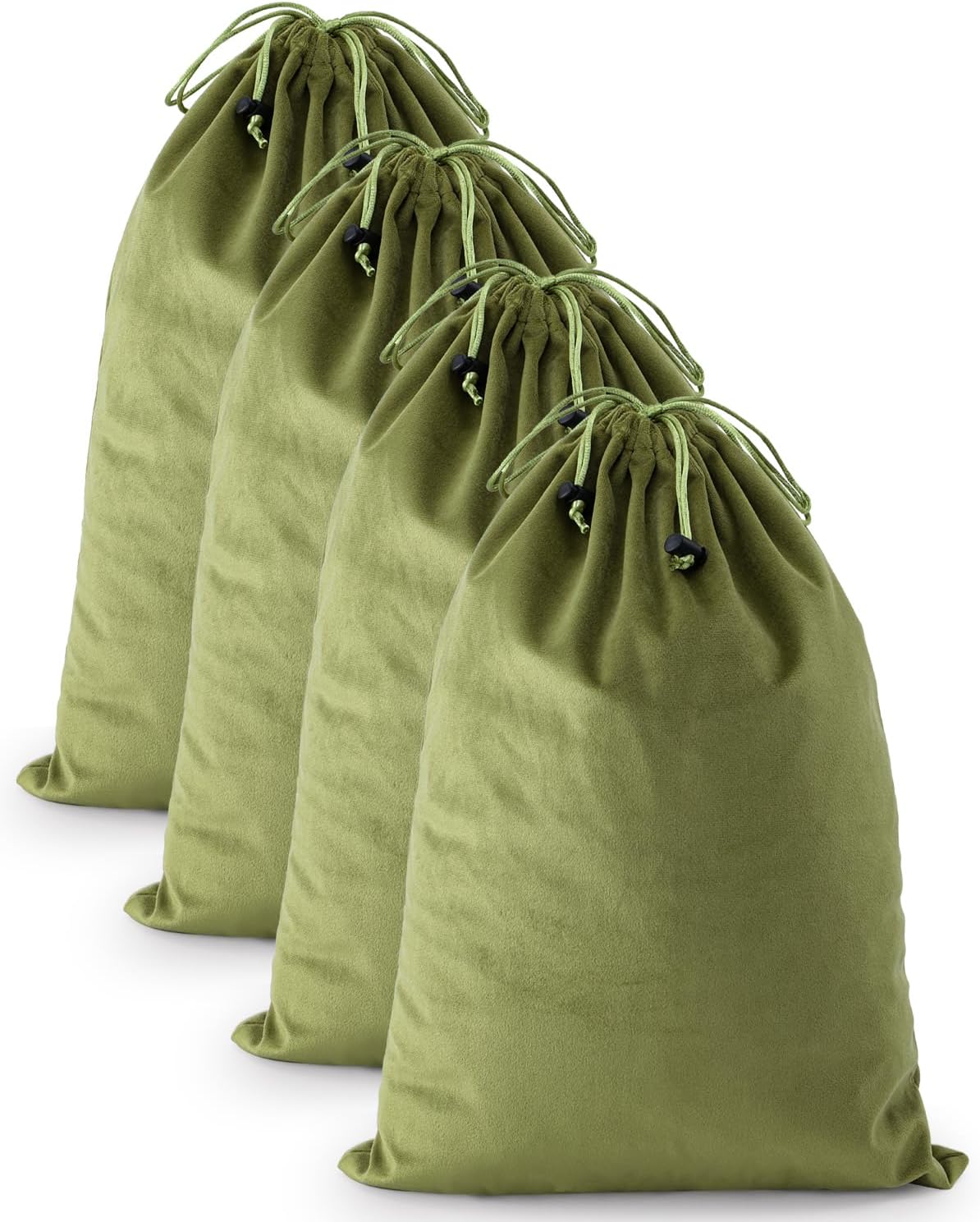 FantasyLife Shoe Bags for Travel, 4 PCS Washable Dust Bags for Storage & Packing, Flannel Shoe Pouch with Drawstring Closure for Purses, Handbags, Shoes & Toys (Sage Green)